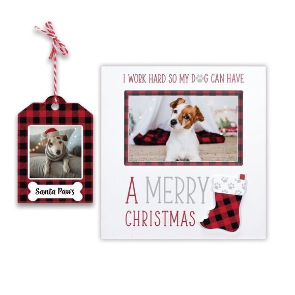 Malden Holiday Merry Christmas Pet Frame & Santa Paws Ornament - Picture 1 of 10